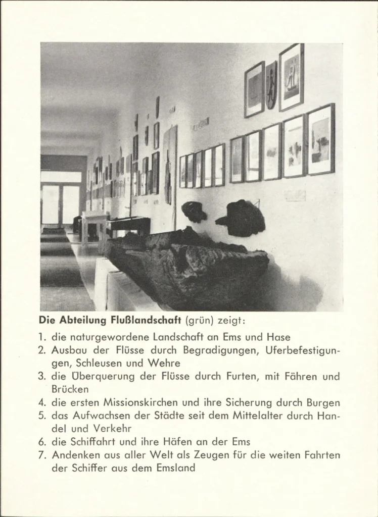 Museumsraum mit Wandbildern und Exponaten zur Flusslandschaft von Ems und Hase im Heimathaus Emsland.
