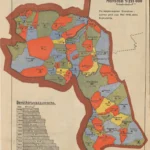 Farbige Verwaltungskarte des Kreises Grafschaft Bentheim mit Gemeinden, Einwohnerzahlen und Bevölkerungswachstum von 1788 bis 1946.