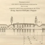 Technische Zeichnung des Regelquerschnitts einer durch Sandschlitzung stabilisierten Moorstraße der Firma Dr. Ing. Rathjens, Meppen.