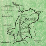 Karte zeigt alte Waldbestände und Aufforstungen seit 1950 im Emsland-Erschließungsgebiet zwischen Niederlande und Osnabrück.