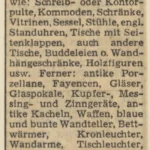 Zeitungsinserat aus der Ems-Zeitung: Privatperson sucht antike Möbel, Kunstgegenstände und Hausrat zu kaufen.
