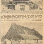 Zwei historische Schwarzweißfotos zeigen den alten Strotmannshof in Werlte vor und während seines Abrisses in den 1950er Jahren.
