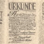 Historische Patenschaftsurkunde von 1955 des Landkreises Meppen für den ermländischen Landkreis Rössel.