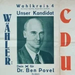 Historisches CDU-Wahlplakat mit Porträtfoto von Dr. Ben Povel als Kandidat für Wahlkreis 4 in Nordhorn.