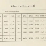 Tabelle zeigt den Geburtenüberschuss der Kreise Aschendorf-Hümmling, Bentheim, Lingen und Meppen von 1954 bis 1962.