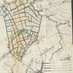 Historische Planungskarte der Flurbereinigung Breinermoor im Maßstab 1:25000 mit farbigen Wege- und Vorflutmarkierungen.
