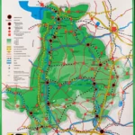 Farbige Regionalkarte des Emslandes mit Straßen, Bahnlinien und Ortschaften als Wirtschaftsraumübersicht.