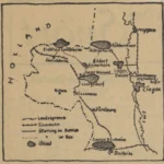 Historische Karte der Ölfelder und Pipelines im Emsland und der Grafschaft Bentheim, mit Lingen und Holland.