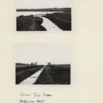 Zwei Schwarzweißfotos des Take Meers bei Gehlenberg zeigen einen Entwässerungskanal durch Moorlandschaft, aufgenommen 1955.