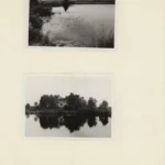 Zwei Schwarzweißfotos des Kleinen Taber Meers mit Seerosen und Baumspiegelungen im stillen Wasser, aufgenommen 1955.
