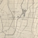 Topografische Karte zeigt das Strafgefangenenlager Walchumer Moor Lager IV im Moorgebiet, ca. 1930er–1940er Jahre.