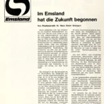 Zeitschriftenseite von 1972 mit dem Artikel 'Im Emsland hat die Zukunft begonnen' von Staatssekretär Dr. Hans Dieter Griesau.