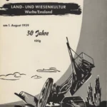 Titelseite der Festschrift 1959 der Firma Gebrüder Kersten mit Illustration von Moorkulturmaschinen im Einsatz.