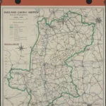 Historische Karte des Arbeitsgebiets der Emsland GmbH Meppen von 1957 mit grün markierter Gebietsgrenze.